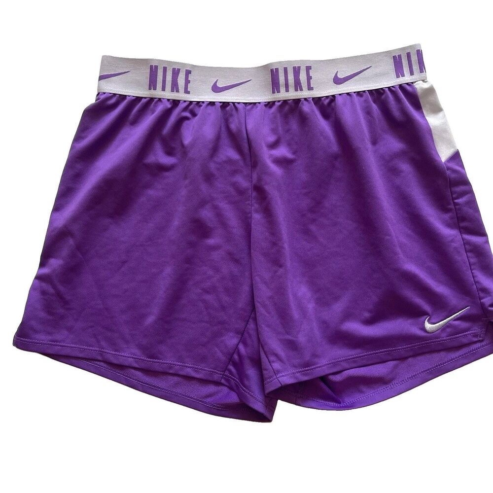 Nike Trophy Kids Girls Dri-FIT Training Purple White Shorts SZ XL Athletic EEUC